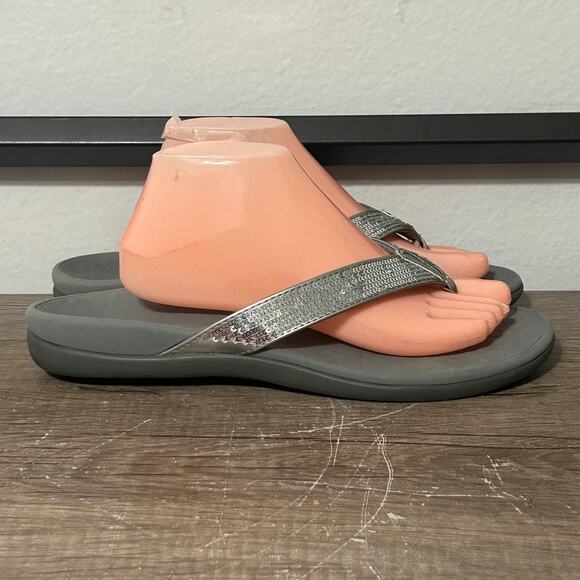 Vionic Tide Sequins Women’s Comfort Sandals Flip-Flops Shoes Size 11 Gray - Picture 3 of 8